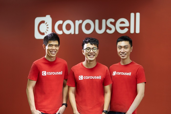 Carousell founders Siu Rui Quek, Marcus Tan and Lucas Ngoo.