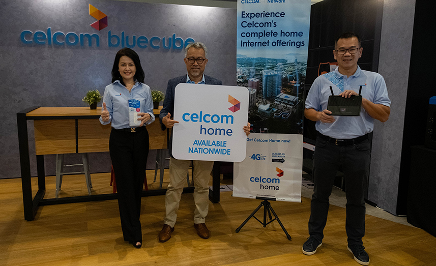 (From left) Celcom Axiata head of Home Business Khazalin Ghuzal; Celcom Axiata CEO Idham Nawawi; and Celcom Axiata chief consumer and home business officer Danny Chew