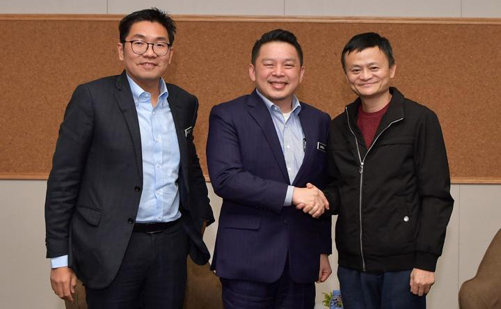 (From left) Deputy Minister of Agriculture and Agro-Based Industry Sim Tze Tzin; Miti Minister Darell Leiking; and Alibaba Group founder Jack Ma