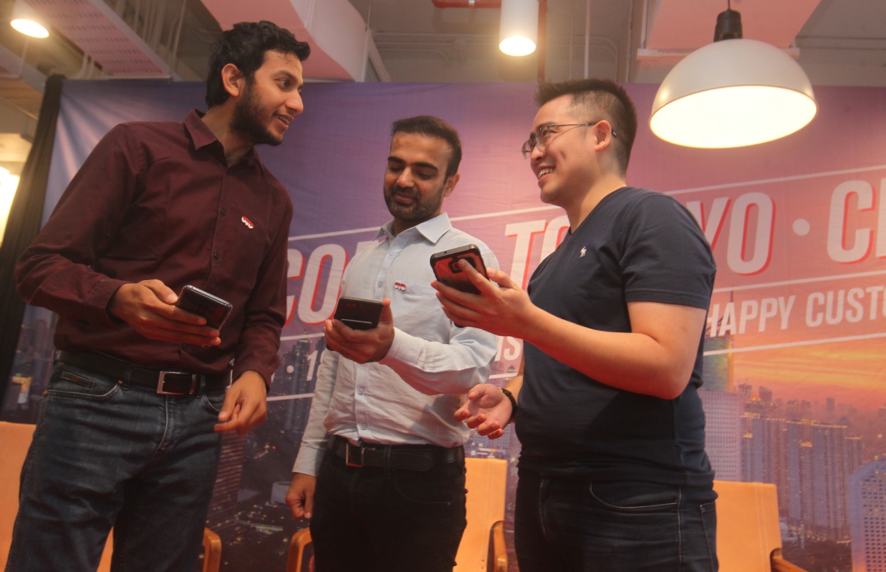 (From left) OYO Hotels founder and CEO Ritesh Agarwal; OYO Hotels Indonesia country lead Rishabh Gupta; and head of central operations Tadeus Nugraha