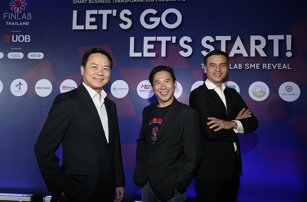 (From left) UOB (Thai) president & CEO Tan Choon Hin; The FinLab co-head Felix Tan; and UOB (Thai) Channels and Digitalisation ED James Rama Phataminviphas