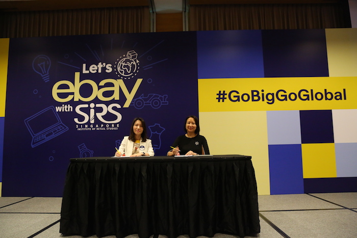eBay Hong Kong Taiwan and Southeast Asia GM Jenny Hui (left) and SIRS principal & CEO Jeanne Liew signing a MoU on Global e-Commerce Onboarding & Education Programmes