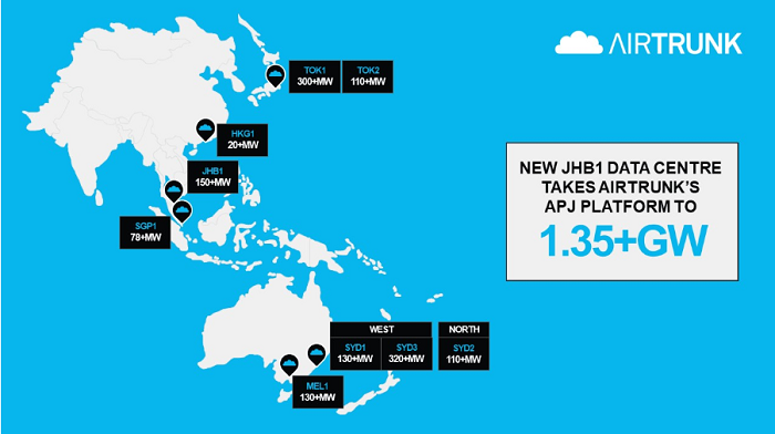 麦格理的 AirTrunk 进入马来西亚，在柔佛州新山拥有 150+MW 超大规模数据中心