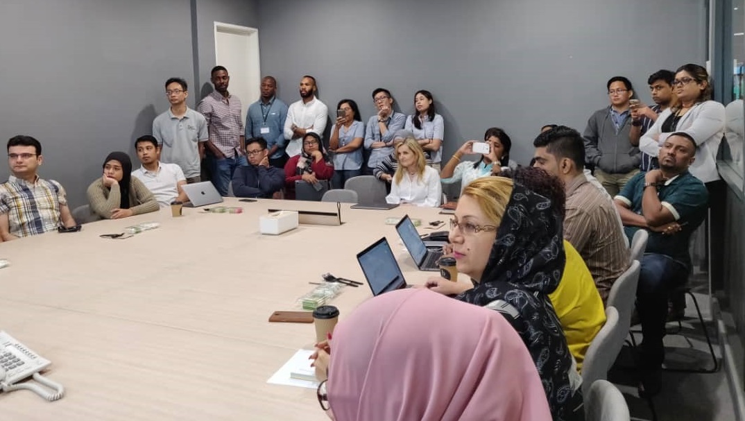 The staff at The Center of Applied Data Science (CADS) during the presentation by the winners of the Global Datathon 2018