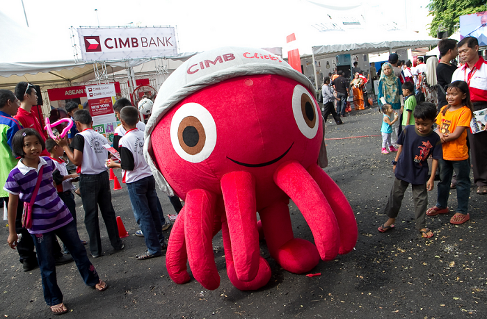 The CIMB Clicks mascot at a roadshow promoting CIMB's services in Malaysia.
