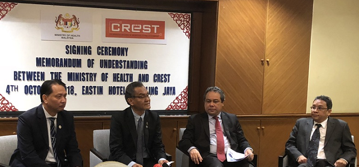 (From left) Ministry of Health Director General of Health Dr Noor Hisham Abdullah; Malaysian Minister of Health Dr Dzulkefly Ahmad; Mida CEO Azman Mahmud; and CREST CEO Jaffri Ibrahim