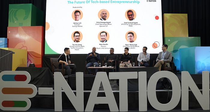 Panellist discussing the future of tech entrepreneurship at MaGIC's E-Nation symposium on Nov 1.