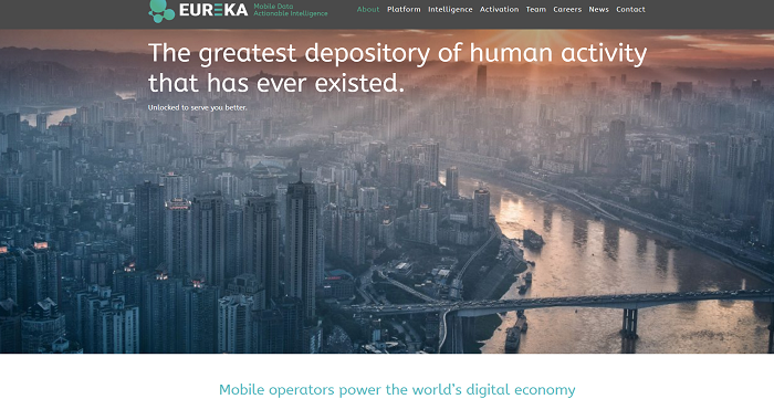 Eureka describes the capture of mobile data by telcos as "The greatest depository of human activity that has ever existed."