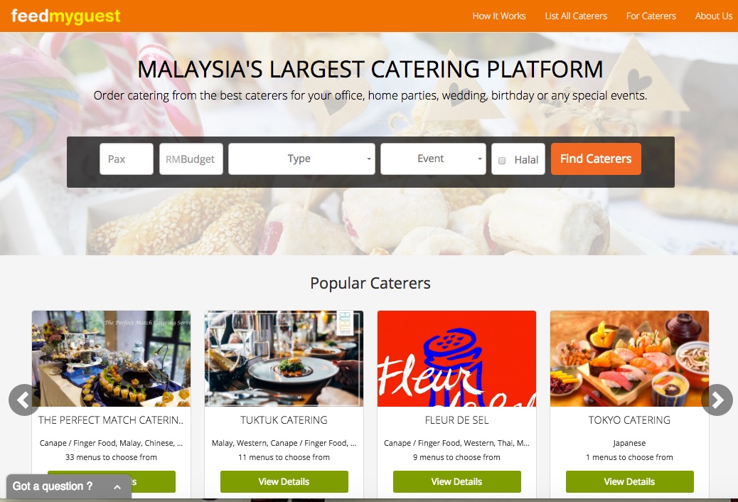 Feedmyguest brings caterers and users together on one platform