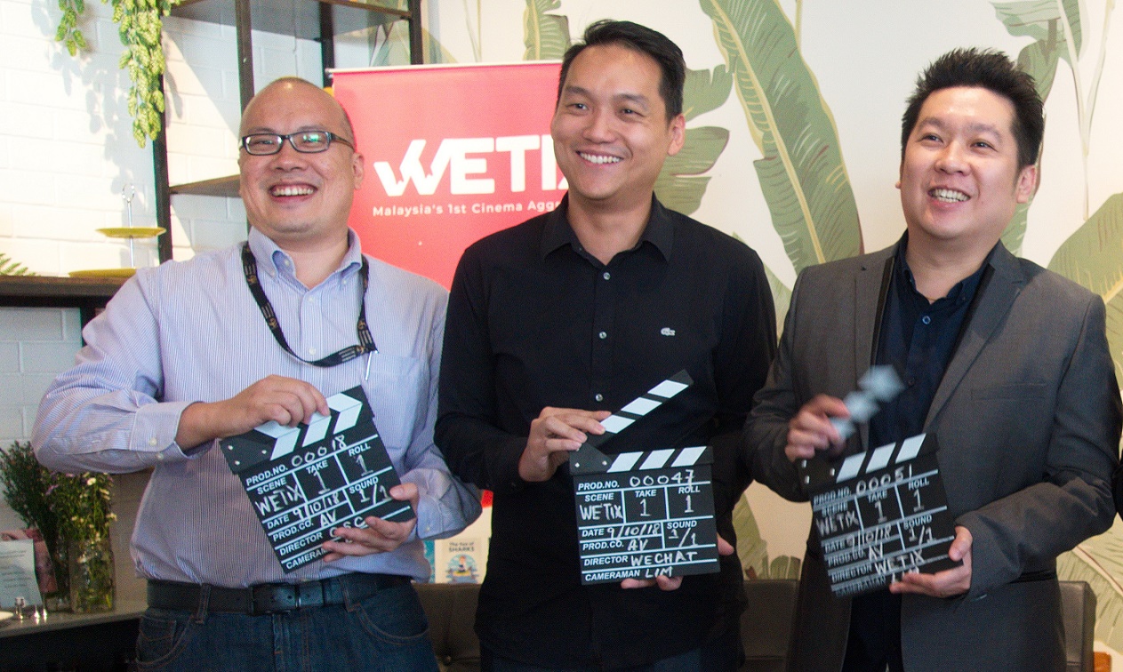 Golden Screen Cinemas senior marketing manager Lionel Loh Keong Chung; WeChat Pay MY CEO Jason Siew; and WeTix CEO and founder Lim Kar Aik