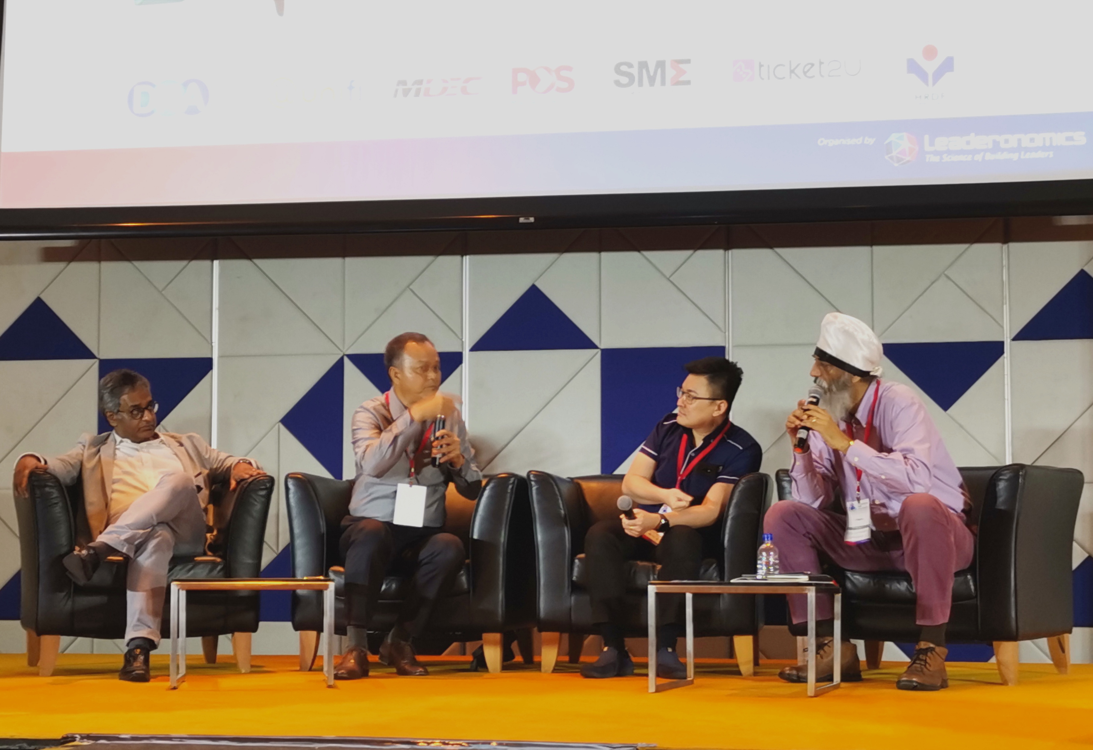 (L to R) MDEC vice president for enterprise development Gopi Ganesalingam, Kat Technologies founder Khairol Annuar bin Mohamad Tawi, iTalent Management Sdn Bhd founder and chief executive officer Victor Phang and DNA founder Karamjit Singh  