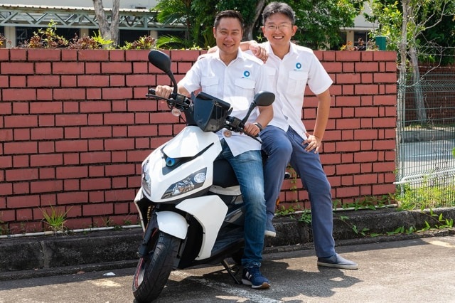 James Chan (front) with cofounder, Joel Chang of ION Mobility. The duo plan to offer riders across Southeast Asia a superior alternative to their petrol-based motorbikes with their e-bike. 