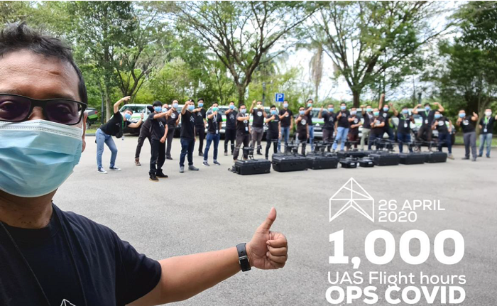 Kamarul Muhamed, founder & CEO of Aerodyne Group gives the thumbs up to his team's efforts in assisting the Royal Malaysian Police to maintain public order and compliance in the ongoing MCO period. The teams have collectively completed over 1,000 hours of drone flights as of 4 May.