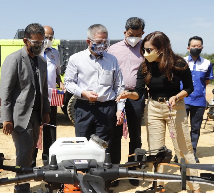 The high flying CEO, the science and technology minister and the hard driving technocrat. Kamarul A Mohamed founder of Aerodyne Group, Adham Baba, Malaysia's Minister of Science, Technology and Innovation and Dzuleira Abu Bakar, CEO of TPM at the launch of Area 57, a drone hub.
