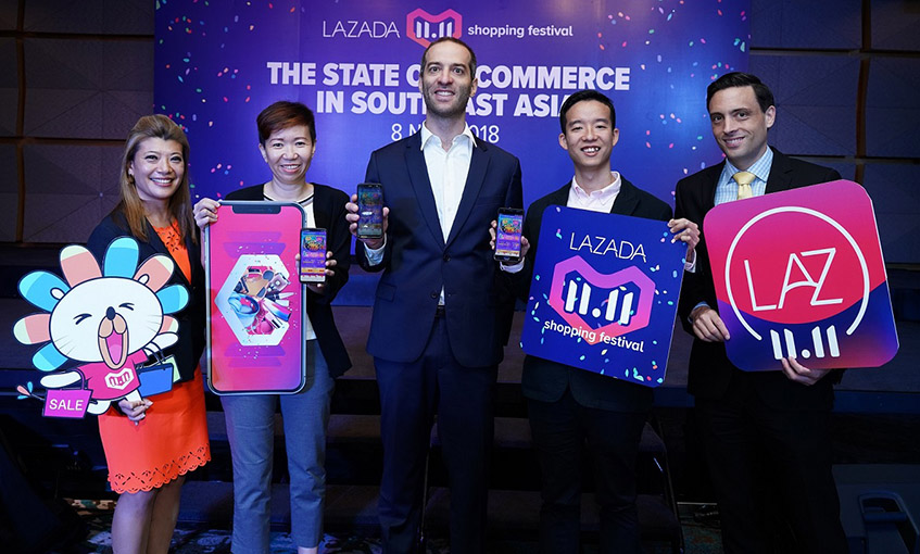 (From left) Freda Liu of BFM89.9 as moderator; Lazada Malaysia chief business officer Sherry Tan; Lazada Malaysia CEO Christophe Lejeune; Sam Kon, one of Lazada Malaysia’s top sellers; and Economist Intelligence Unit global chief economist and MD Simon Baptist