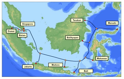 100Gbps submarine cable links Indonesia with Singapore