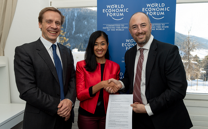 (L to R): Justin Wood (Head of Asia Pacific & Member of Executive Committee, World Economic Forum), Surina Shukri (CEO, MDEC),Timothy Reuter (Head of Aerospace and Drones, World Economic Forum).