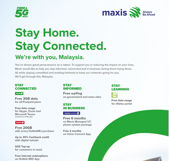 Maxis supports Malaysians to stay home, stay connected