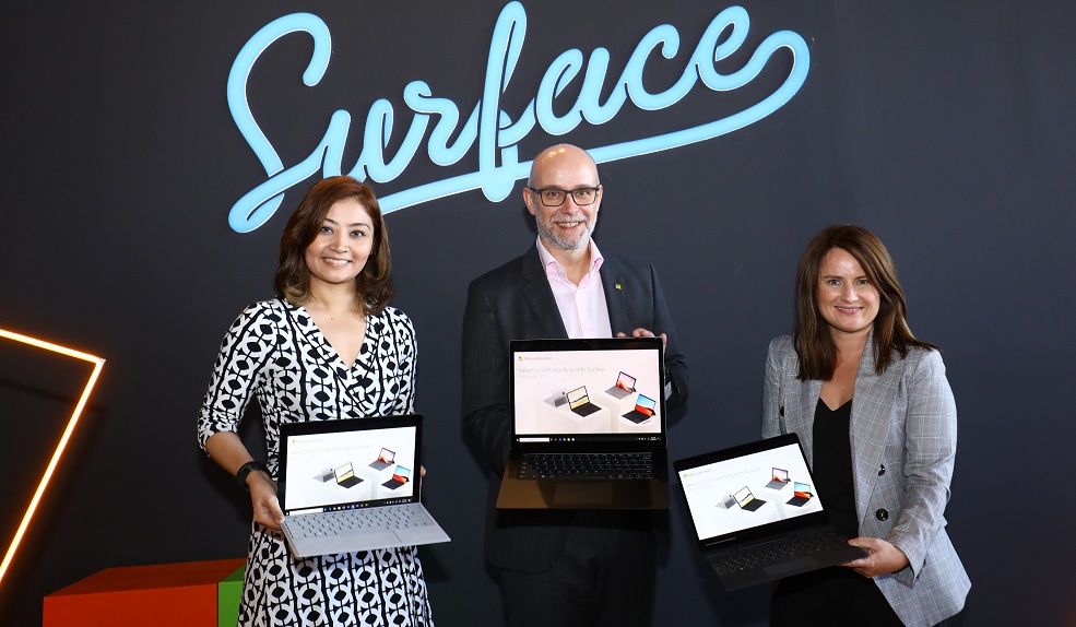 (From left) Microsoft Asia Pacific Surface & Mixed Reality Devices GM Jacqui Miranda, Microsoft Malaysia chief marketing & operations officer Michal Golebiewski and Microsoft APAC Surface Product lead Jane Dore 
