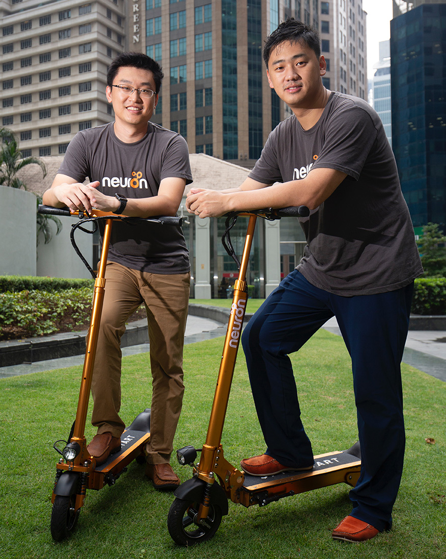 Neuron Mobility co-founder and CTO Harry Yu (left) with co-founder and CEO Zachary Wang 