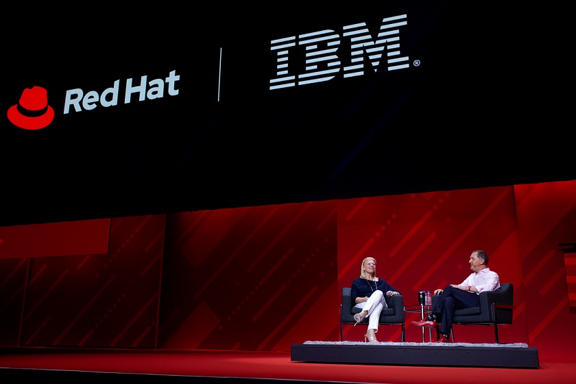 IBM Corp chairman and CEO Ginni Rometty (left) with Red Hat CEO & president Jim Whitehurst