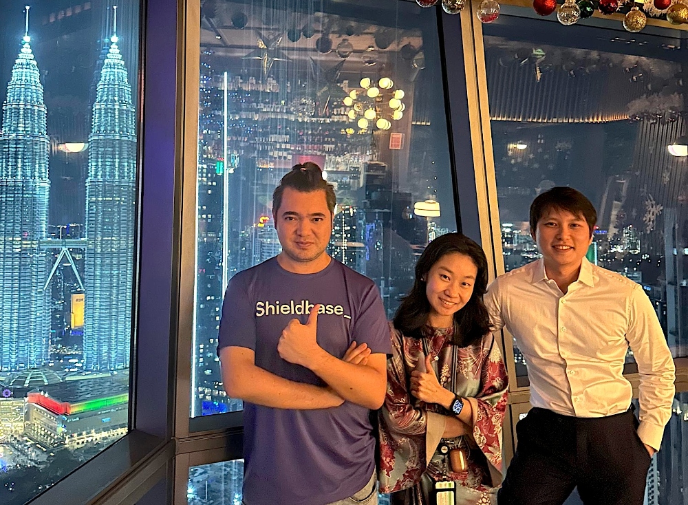 From left: Diego Rojas, Jeany Tan, and Jeffrey Tjendra, the founding team of Shieldbase.