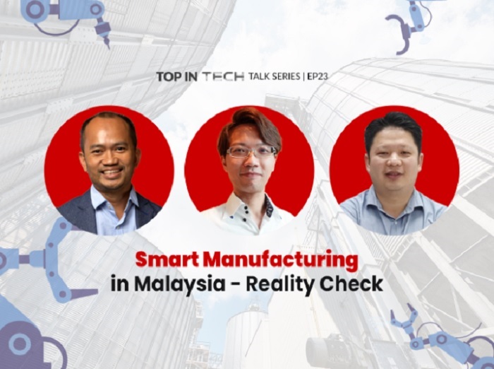 （左 2 右）：TM ONE 产品与创新副总裁 Rejab Sulaiman、SmartMore International 总经理 Barry Leung 和 DF Automation & Robotics 董事长 Yeong Che Fai 博士。