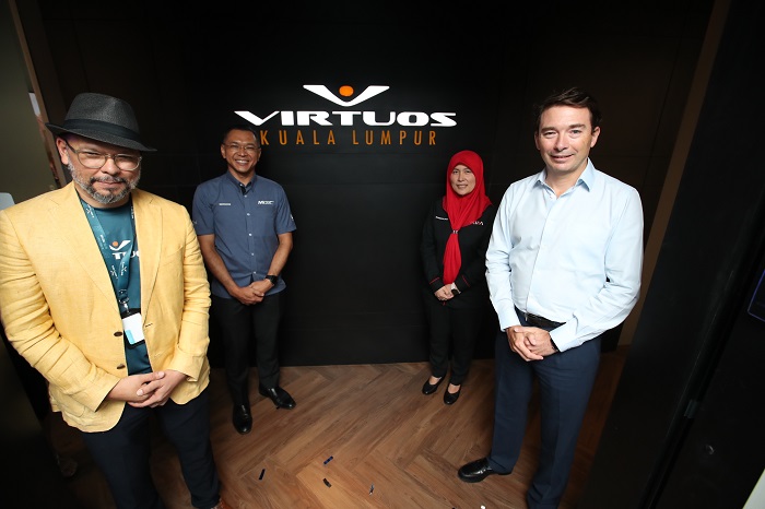(clockwise from left) Mufizal Mokhtar as General Manager, Virtuos Kuala Lumpur; Mahadhir Aziz, CEO of MDEC; Rosedalina Ramlan, Director, Business Services and Regional Operations Division, MIDA and Gilles Langourieux, CEO of Virtuos at the official launch.