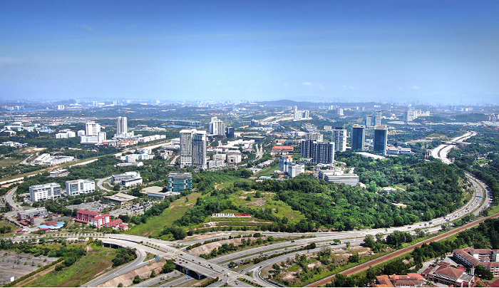 Aerial view of Cyberjaya. The smart city is open for innovators to come and test their ideas with Cyberview creating an inviting ecosystem for innovators and creators. 
