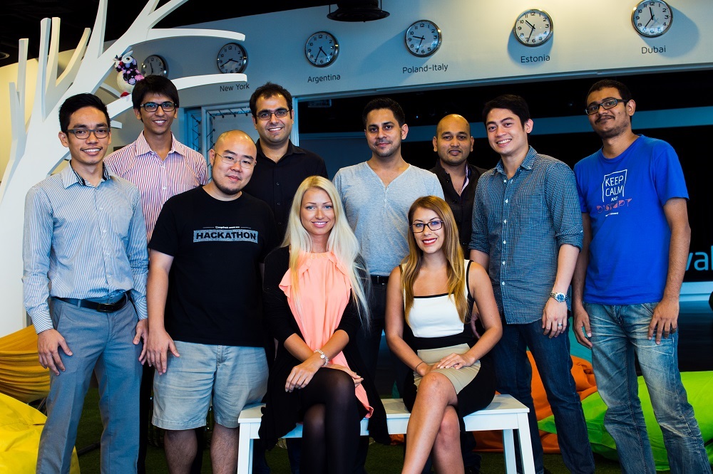 The Mindvalley team: Kshitij Minglani is second from left in the back row; with Mindvalley founder Vishen Lakhiani on his right. Also in the picture is Mindvalley chief designer Ngeow Wu Han (in shorts)