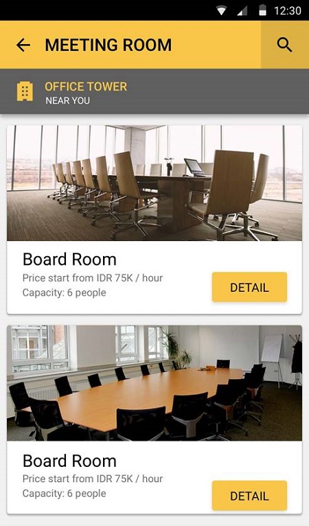 Pesan ruang rapat melalui aplikasi Xwork 